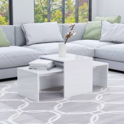 Set masute de cafea, alb extralucios, 100x48x40 cm, PAL GartenMobel Dekor