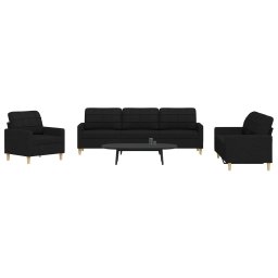 Set de canapele, 3 piese, negru, textil GartenMobel Dekor