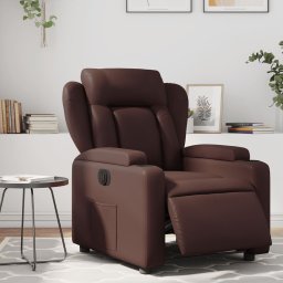 Fotoliu rabatabil electric, maro, piele ecologica GartenMobel Dekor