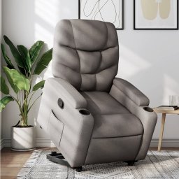 Fotoliu rabatabil cu ridicare pe verticala, gri taupe, textil GartenMobel Dekor