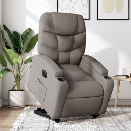 Fotoliu electric rabatabil cu ridicare, gri taupe, textil GartenMobel Dekor