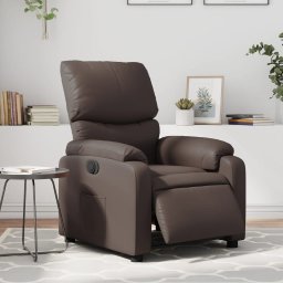 Fotoliu rabatabil electric, maro, piele ecologica GartenMobel Dekor