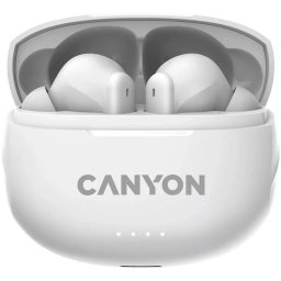 Casti True Wireless Canyon TWS-8, Bluetooth, ENC, Microfon, Alb