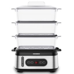 Aparat de gatit Heinner HSA-D950SS, 950 W, 9 litri, electronic, timer, 3 cosuri, negru-inox