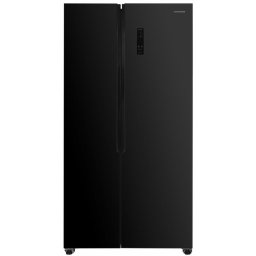 Frigider side by side Heinner HSBS-HM532NFGBKE++, motor inverter, 532 litri, no frost, display, clasa E, usa sticla neagra