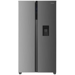 Frigider side by side Heinner HSBS-HM529NFXWDE++, motor inverter, 529 litri, no frost, display, clasa E, inox