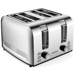 Prajitor de paine Heinner HTP-4S1500SS, 4 felii, decongelare, reincalzire, 7 niveluri, inox