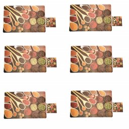 Set suport pahar si farfurie pentru servirea mesei, model Pufo Brown Spices, 6 bucati