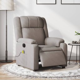 Fotoliu electric de masaj rabatabil, gri taupe, textil GartenMobel Dekor