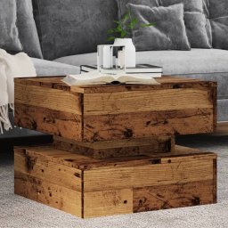 Masuta de cafea cu lumini LED, lemn vechi, 50x50x40 cm GartenMobel Dekor