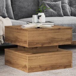 Masuta de cafea cu lumini LED, stejar artizanal, 50x50x40 cm GartenMobel Dekor
