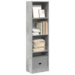 Biblioteca, gri beton, 40x24x143 cm, lemn prelucrat GartenMobel Dekor
