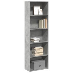 Biblioteca, gri beton, 60x30x189 cm, lemn prelucrat GartenMobel Dekor