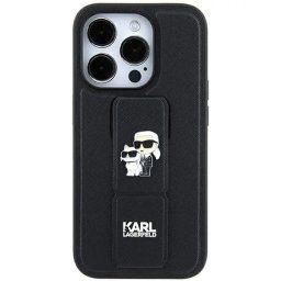 Husa Karl Lagerfeld Gripstand Saffiano Karl&Choupette Pins case for iPhone 11 / Xr - black