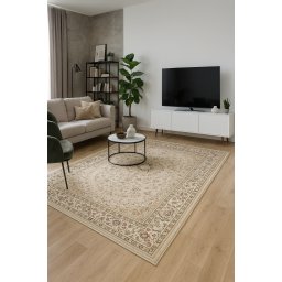 Covor Lotos 1555-110, Marime 60 x 110 cm, Bej, Crem, Inaltime Fir 8 mm, Antialergic, Polipropilena, Living, Dormitor, Sufragerie, Birou