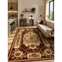 Covor Lotos 531-220, Marime 80 x 200 cm, Grena, Rosu, Inaltime Fir 8 mm, Antialergic, Polipropilena, Living, Dormitor, Sufragerie, Birou
