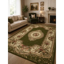 Covor Lotos 571-310, Marime 80 x 200 cm, Verde, Inaltime Fir 8 mm, Antialergic, Polipropilena, Living, Dormitor, Sufragerie, Birou