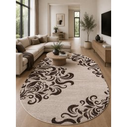 Covor Oval Mira 24031-243, Marime 120 x 170 cm, Maro, Inaltime Fir 6 mm, Antialergic, Polipropilena, Living, Dormitor, Sufragerie, Birou