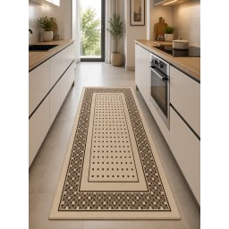 Covor Bucatarie Tip Iuta, Natura 903-19, Marime 160 x 230 cm, Crem, Antialergic, Polipropilena, Birou, Sufragerie, Terasa, Living
