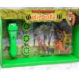 Lanternă de buzunar cu proiector și figurine de animale – animale sălbatice