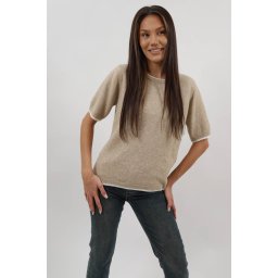 PULOVER TIP TRICOU DIN TRICOT FIN MANECA SCURTA ABRIANA TALIE UNICA Camel