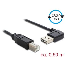Delock Cable USB AM-BM 2.0 0.5m Black Angled Left/Right USB-A Easy-USB