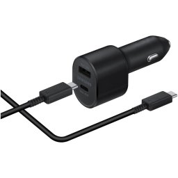 Incarcator auto Samsung Fast Charger, Dual Port, cablu inclus (5A), Negru
