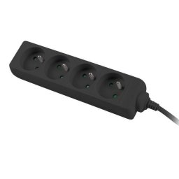 Prelungitor pentru UPS, lungime 1 m, 4 prize cu soclu CEE 7/5 , Lanberg 41950, IEC 320 C14, 2500 W, Negru