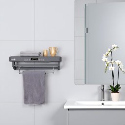 Uscător de prosop baie sau bucatarie cu sterilizator UV, pe perete, 60 cm, 450W, ElectricSun PREMIUM Gri