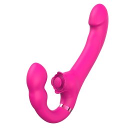 SuperLove Strapless Strap-On with Dual Vibrations, Flapping & Remote Pink