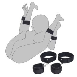SuperLove Wrist & Thigh BDSM Bondage Cuffs Black