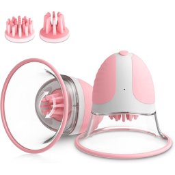 SuperLove Rotating Silicone Nipple Suckers with 4 Attachments Pink