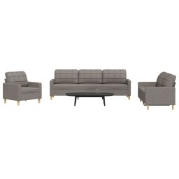 Set de canapele, 3 piese, gri taupe, textil GartenMobel Dekor