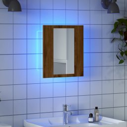 Dulap cu oglinda de baie LED stejar artizanal 40x12x45 cm, lemn GartenMobel Dekor