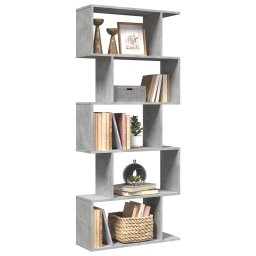 Biblioteca/separator 5 niveluri gri beton 70x24x161 cm lemn GartenMobel Dekor