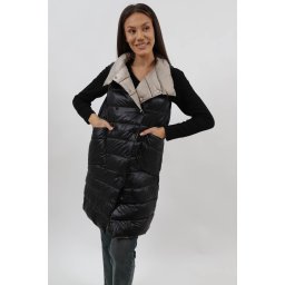 VESTA LUNGA MATLASATA REVERSIBILA CU BUZUNARE LUCETTE Negru S-M