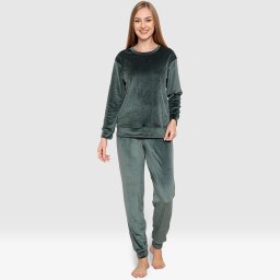 Pijama Calduroasă Catifea Model 'Select' Green Câldură și Eleganță