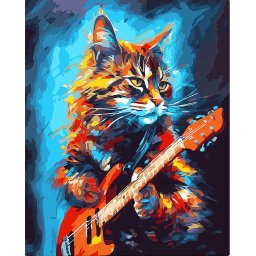 Set pictura pe numere, cu sasiu, Rock cat, 40x50 cm