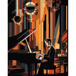 Set pictura pe numere, cu sasiu, Pianist - Art Deco, 40x50 cm