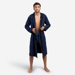 Halat de baie compact cu glugă din bumbac Bleumarin Bărbați