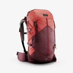 Rucsac Trekking la munte cu husă ploaie MT100 EASYFIT 50L Bordo Damă