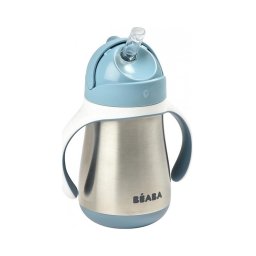 Beaba - Cană termoizolantă cu pai 250 ml albastru