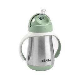 Beaba - Cană termoizolantă cu pai 250 ml, verde