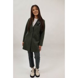 PALTON MIDI FLOARE CU BUZUNARE FARA CAPTUSEALA INCHIDERE CAPSE AMADORA TALIE UNICA Kaki