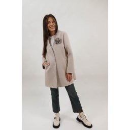 PALTON MIDI FLOARE CU BUZUNARE FARA CAPTUSEALA INCHIDERE CAPSE AMADORA Bej TALIE UNICA
