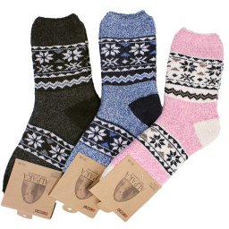 Șosete din lână de oaie Alpaca pentru damă, 3 buc, Model norvegian Reni PB443