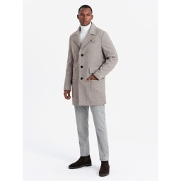 Ombre Single-breasted patterned men's coat with pockets - ash