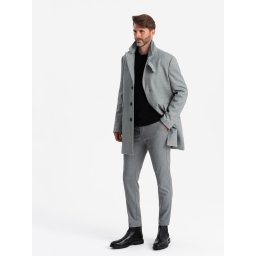 Ombre Patterned single-breasted men's coat with pockets - grey