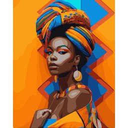 Set pictura pe numere, cu sasiu, Fata din Africa, 40x50 cm