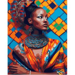 Set pictura pe numere, cu sasiu, Frumusete africana, 40x50 cm